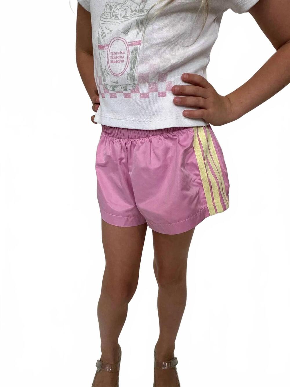 NEW KATIE J NYC jordyn contrast stripe shorts in bubblegum canary